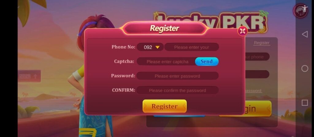 Regiter-PKR 777 Game